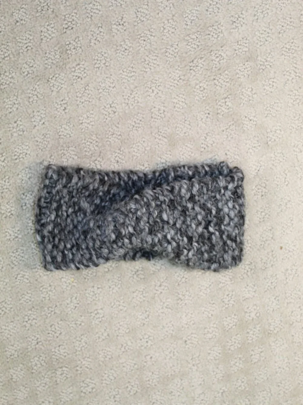 Grey & Black Chunky Knit Twist Ear Warmer Head Band